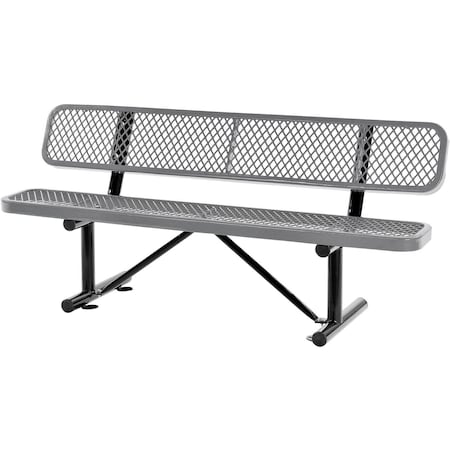 Global Industrial 72L Expanded Metal Mesh Bench w/Back Rest, Gray 277154GY